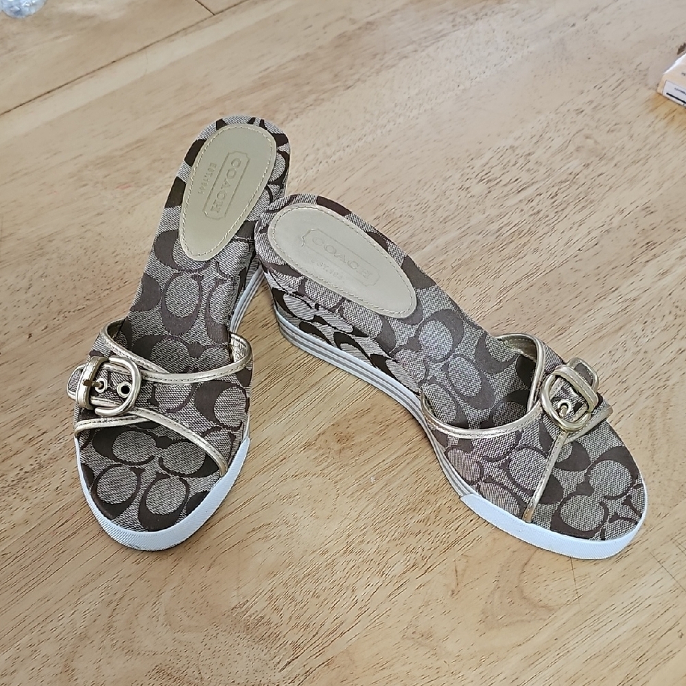 Coach Women's Brown Wedge Sandals